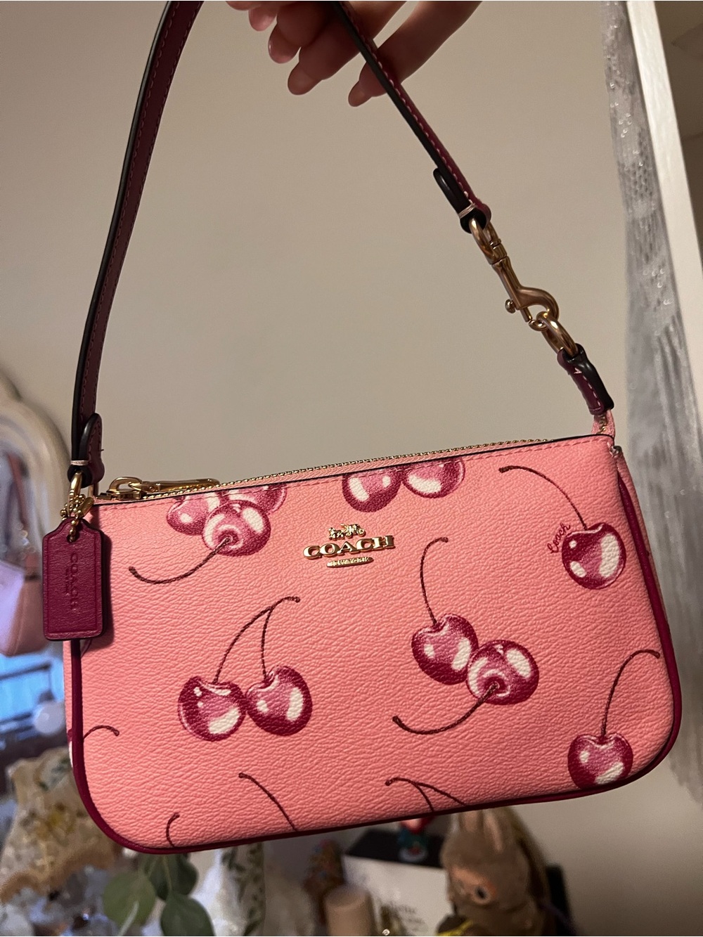 Coach Pink Cherry Print Nolita 19 NWT